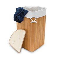 ECKWÄSCHEKORB - Hellbraun, Holz/Textil (49.5/65/37cm) - Relaxdays