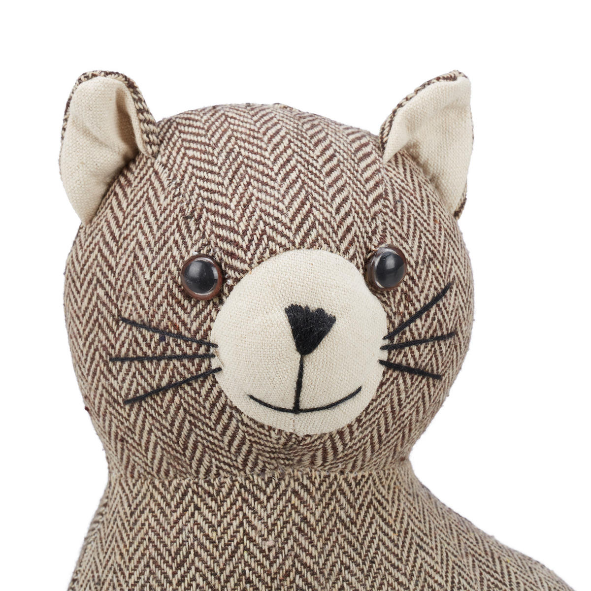 DÖRRSTOPP Brun katt textil - Brun, Textil/Naturmaterial (22/10cm) - Relaxdays