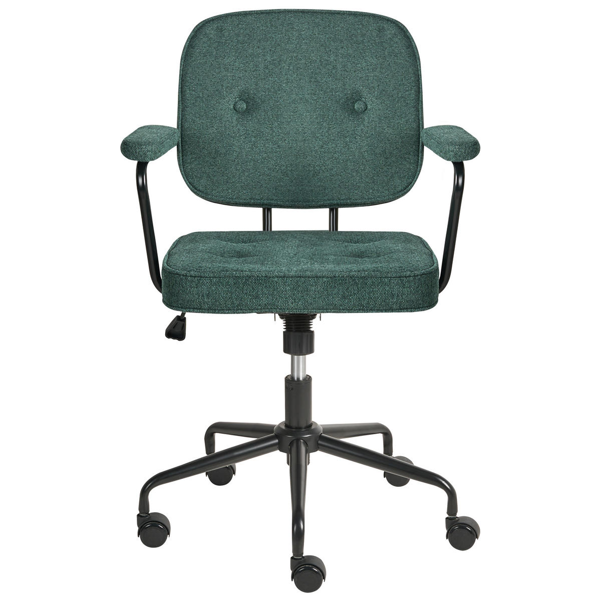 SCHREIBTISCHSTUHL Stoff Dunkelgrün Pawnee - Schwarz/Grün, Textil (64/88/64cm) - Beliani