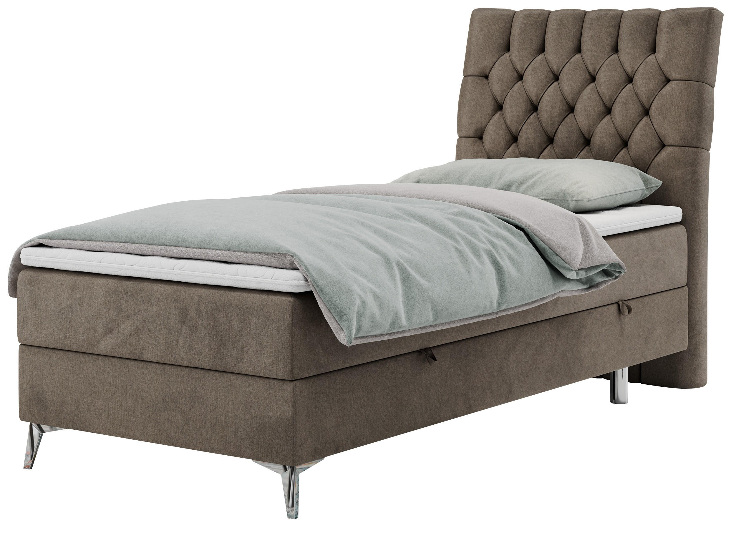 BOXBETT MILEN 90/200 Braun Velvet - H3 - Rechts Seite - Braun, Holz/Textil (90/200cm) - MKS