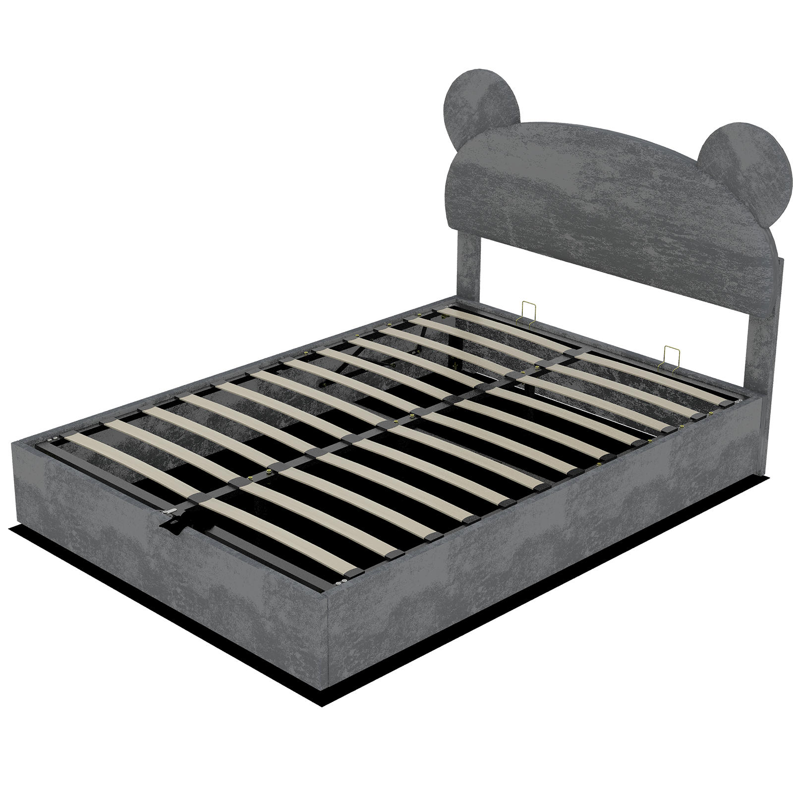 STAURAUMBETT 140/200 cm DE-35489 mit Gaslift und Cartoon-Kopfteil Grau - Grau, Metall (140/200cm) - ComfortXL