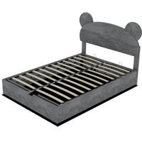 STAURAUMBETT 140/200 cm DE-35489 mit Gaslift und Cartoon-Kopfteil Grau - Grau, Metall (140/200cm) - ComfortXL