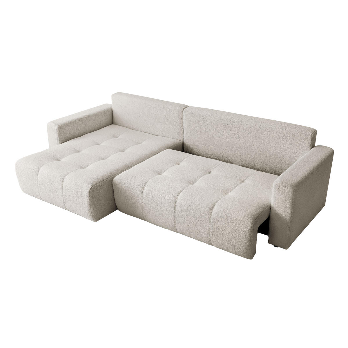 ECKSOFA WALONGO mit Schlaffunktion, Creme - Weiß, Textil (261/143cm) - Fedve