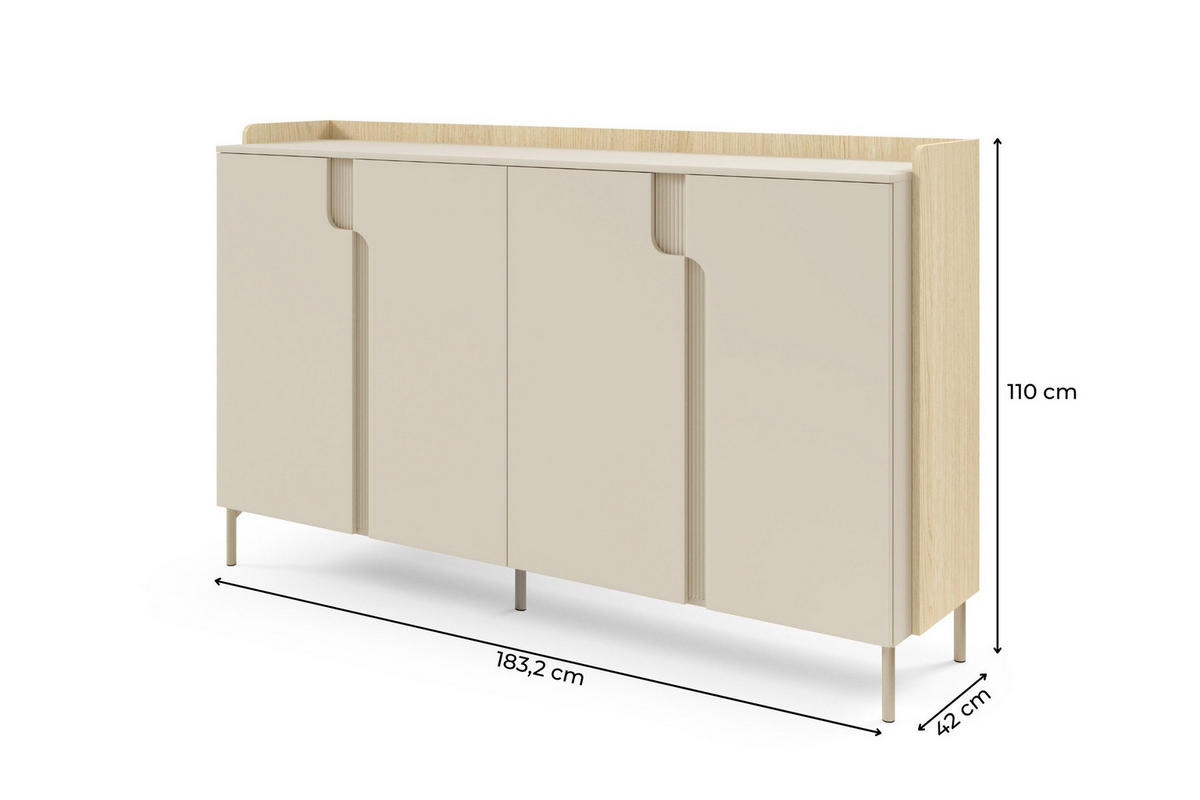 KOMMODE PAURO 06 183/110/42 cm in Eiche Mavelie / Macadamia - Eichefarben/Beige, Holzwerkstoff (183/110/42cm) - Deine Möbel 24