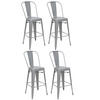BARHOCKER 4er-Set mit Lehne Sitzhöhe 77cm Metall Industriedesign Grau mit Lehne - Grau, Metall (50/117/45cm) - PROREGAL