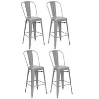 BARHOCKER 4er-Set mit Lehne Sitzhöhe 77cm Metall Industriedesign Grau mit Lehne - Grau, Metall (50/117/45cm) - PROREGAL