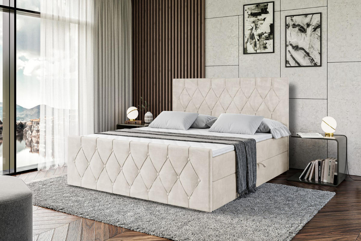 BOXBETT VELANTO-Z - 120 x 200 - H3 - Ecru - Beige, Holzwerkstoff (120/200cm) - ALTDECOR