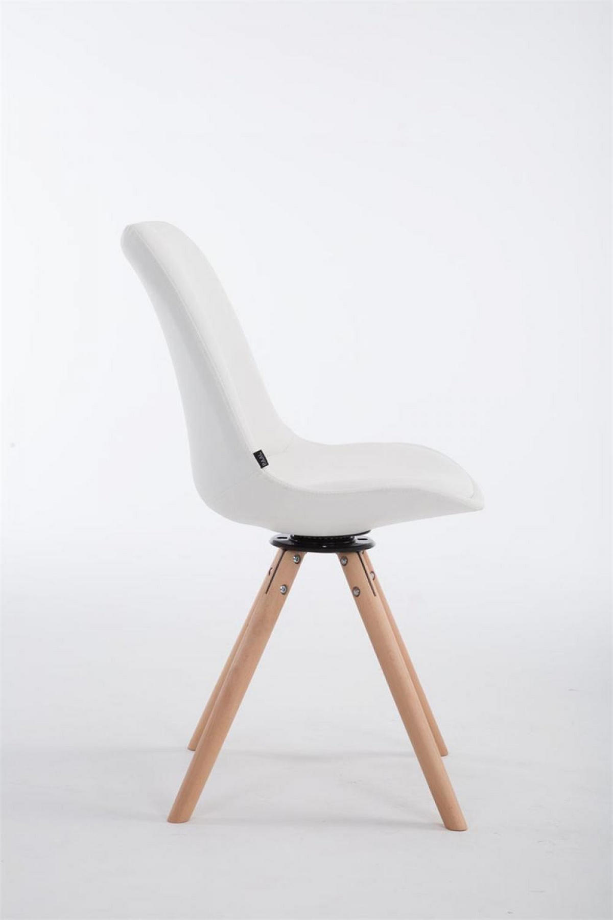 STUHL Lederlook weiß - Eukalyptusholzfarben/Weiß, Holz/Textil (48/84/56cm) - CLP