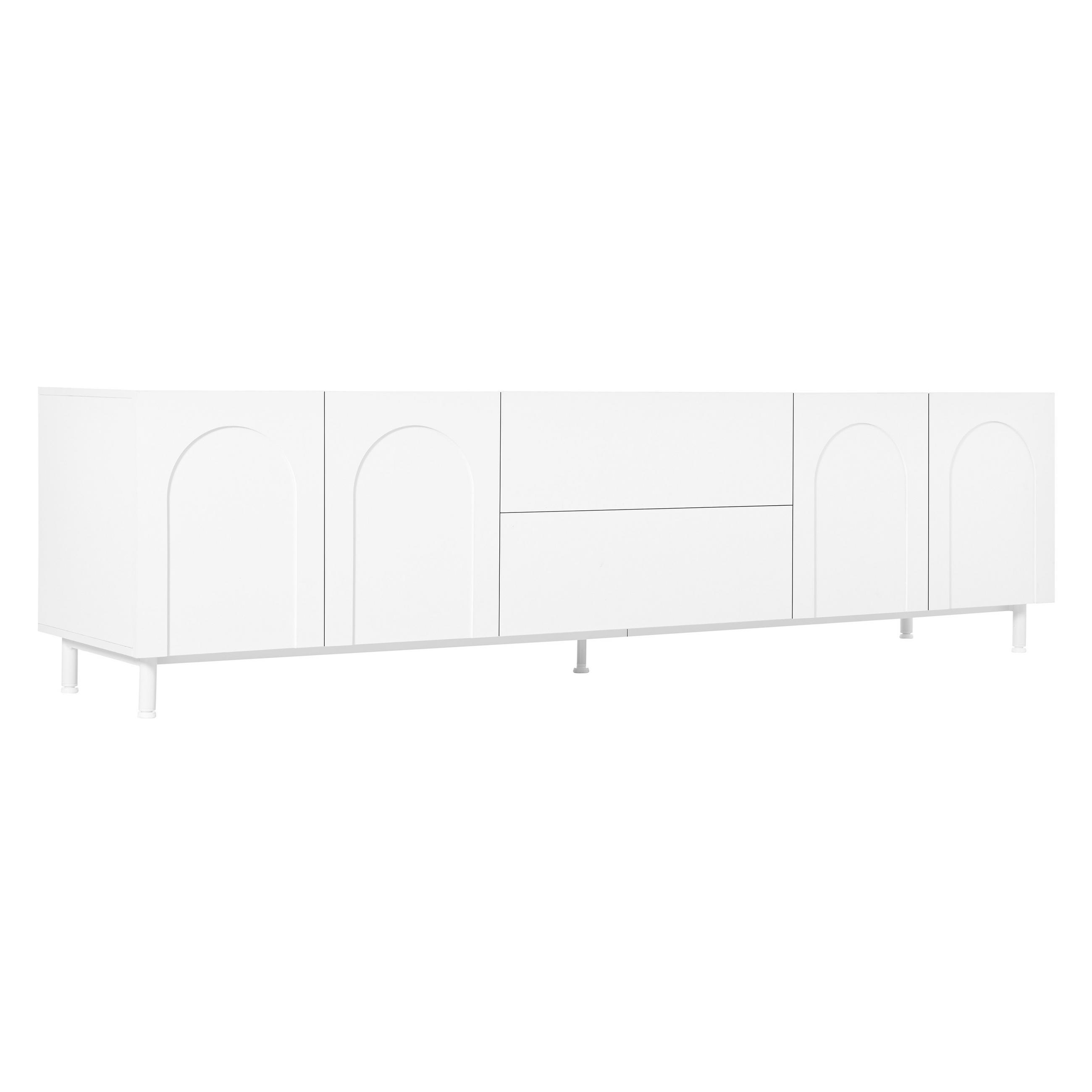 TV-ELEMENT180X40X48CM Weiß Lowboard Mit 4 Türen Und 2 Schubladen - Weiß, Holz (45.01/11/100.99cm) - Raelunyi