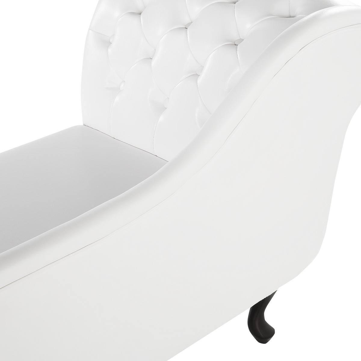 CHAISELONGUE Kunstleder weiß glänzend rechtsseitig Nimes - Schwarz/Weiß, Kunststoff (170/79/61cm) - Beliani