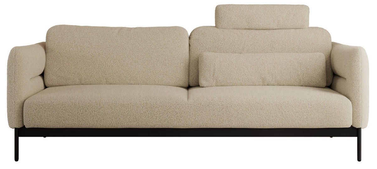 SOFA SALENTO Beige Boucle - Beige/Schwarz, Textil/Metall (221/82/101cm) - MKS