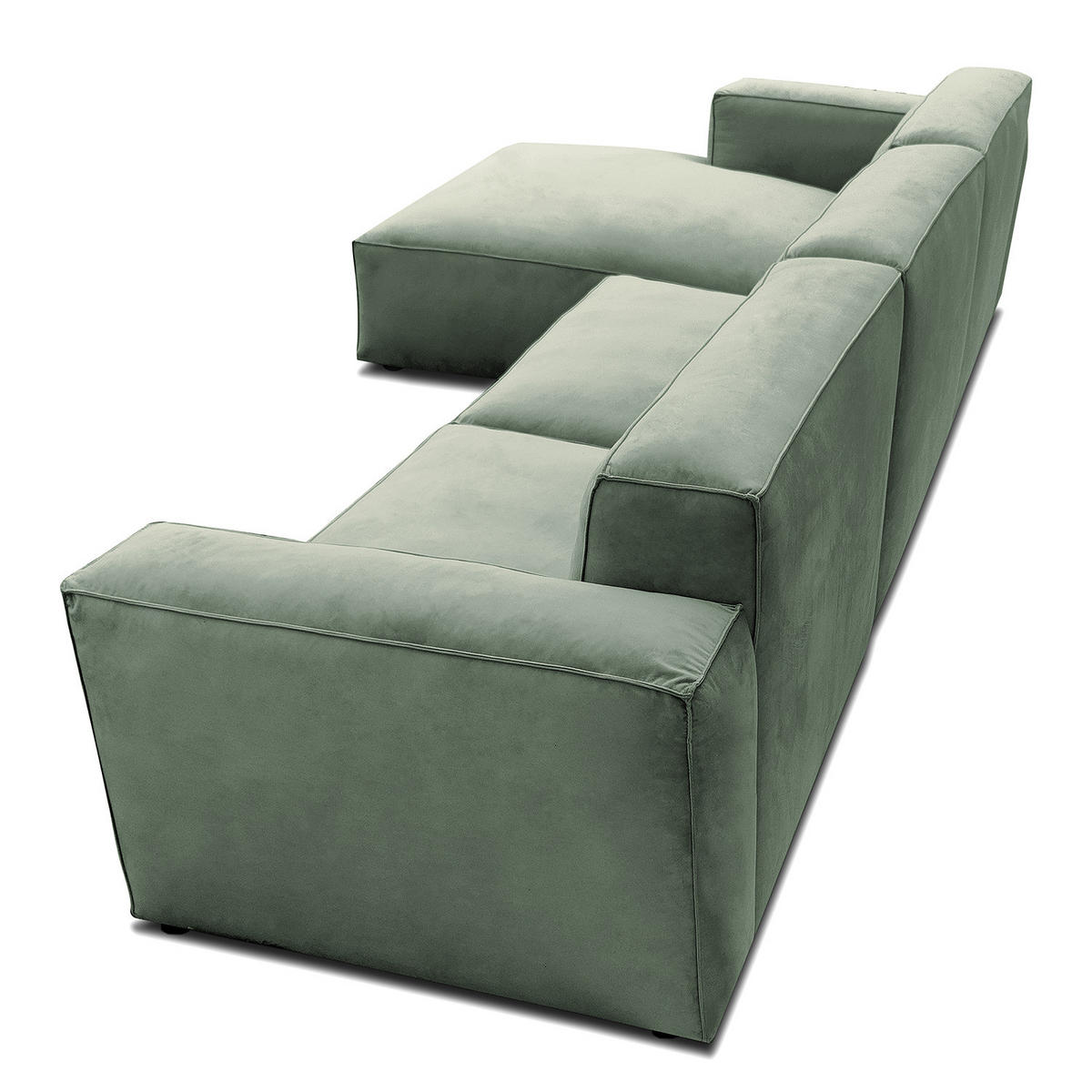 ECKSOFA mit Longchair - Schwarz/Mintgrün, Kunststoff/Textil (345/170cm) - home24