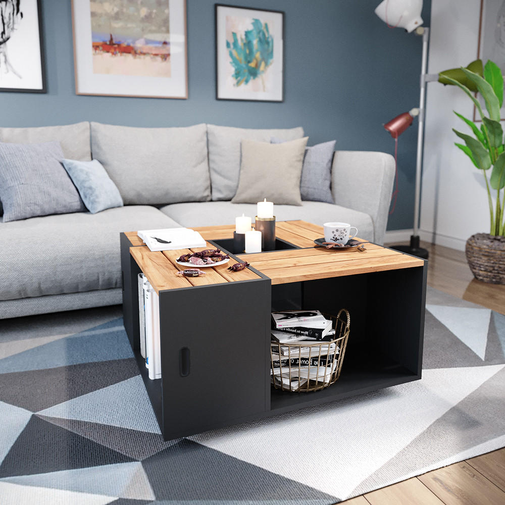 COUCHTISCH Anton Anthrazit 80 x 80 cm - Anthrazit, Holzwerkstoff (80/80/43cm) - Vicco