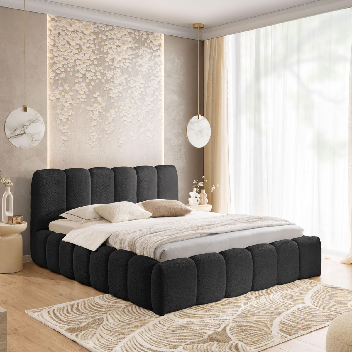 POLSTERBETT mit Stauraum 120x200 cm in Schwarz - Schwarz, Textil (120/200cm) - Home Collective