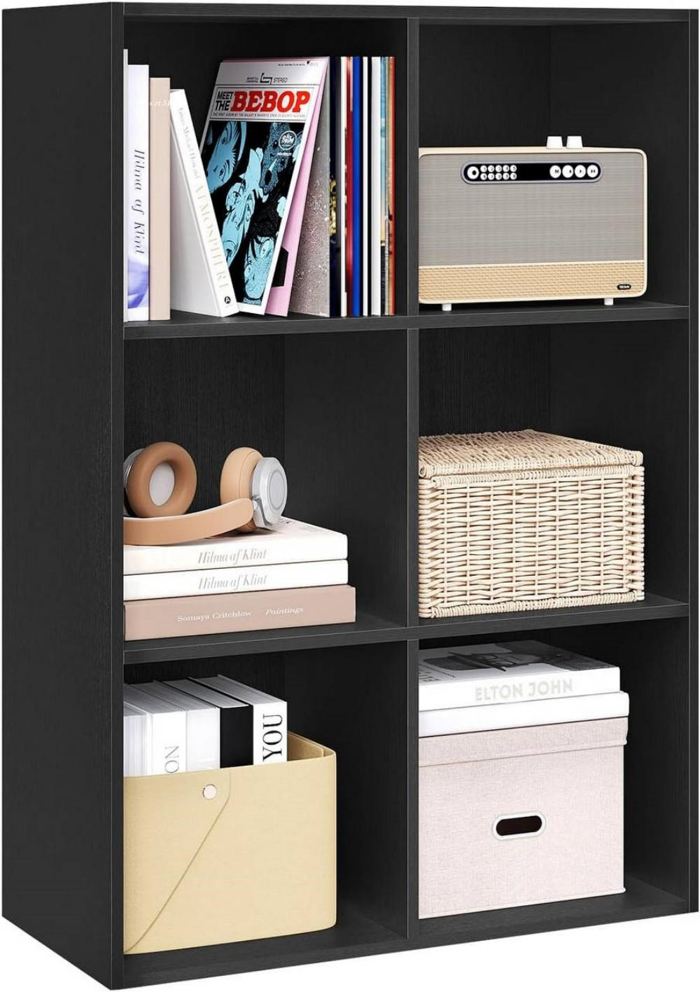 BÜCHERREGAL mit 6 Fächer, Holzwerkstoff, Schwarz - Schwarz, Holzwerkstoff (59.5/89/29cm) - Woltu