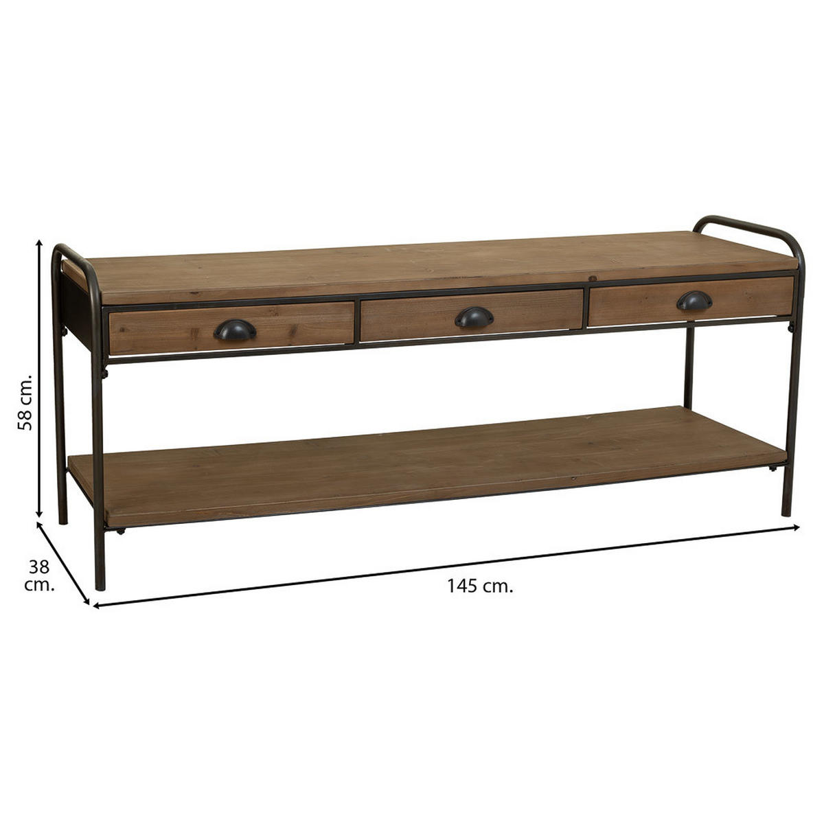 SIDEBOARD aus Holz und Metall 149x38x58 braunem - Braun, Holz (149/58/38cm) - Wanderlust