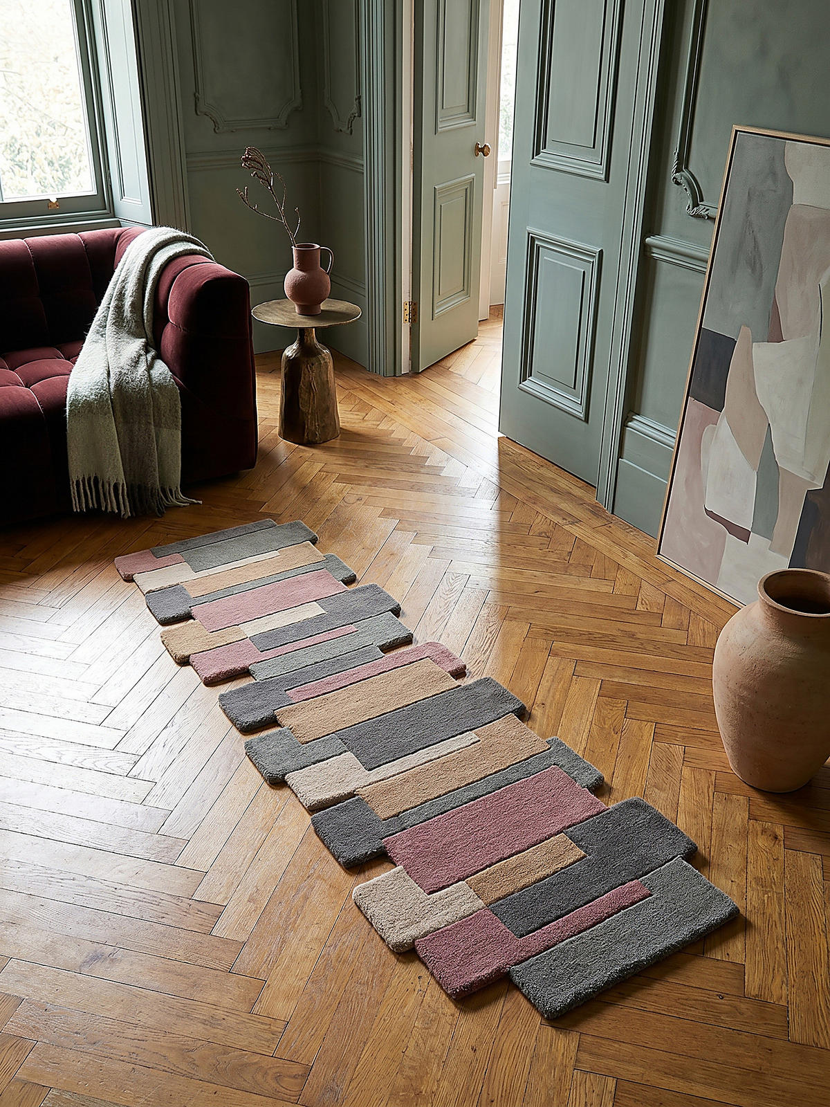 TEPPICHLÄUFER HALLEIN 60/230 cm - Rosa/Grau, Textil (230/60cm) - KADIMA DESIGN