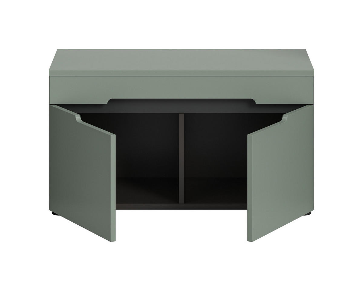 SITZBANK CANU (B/H/T: ca. 80/45/37 cm) in Basalt grau/Smoke Green - Grau, Holzwerkstoff (80/45/37cm)