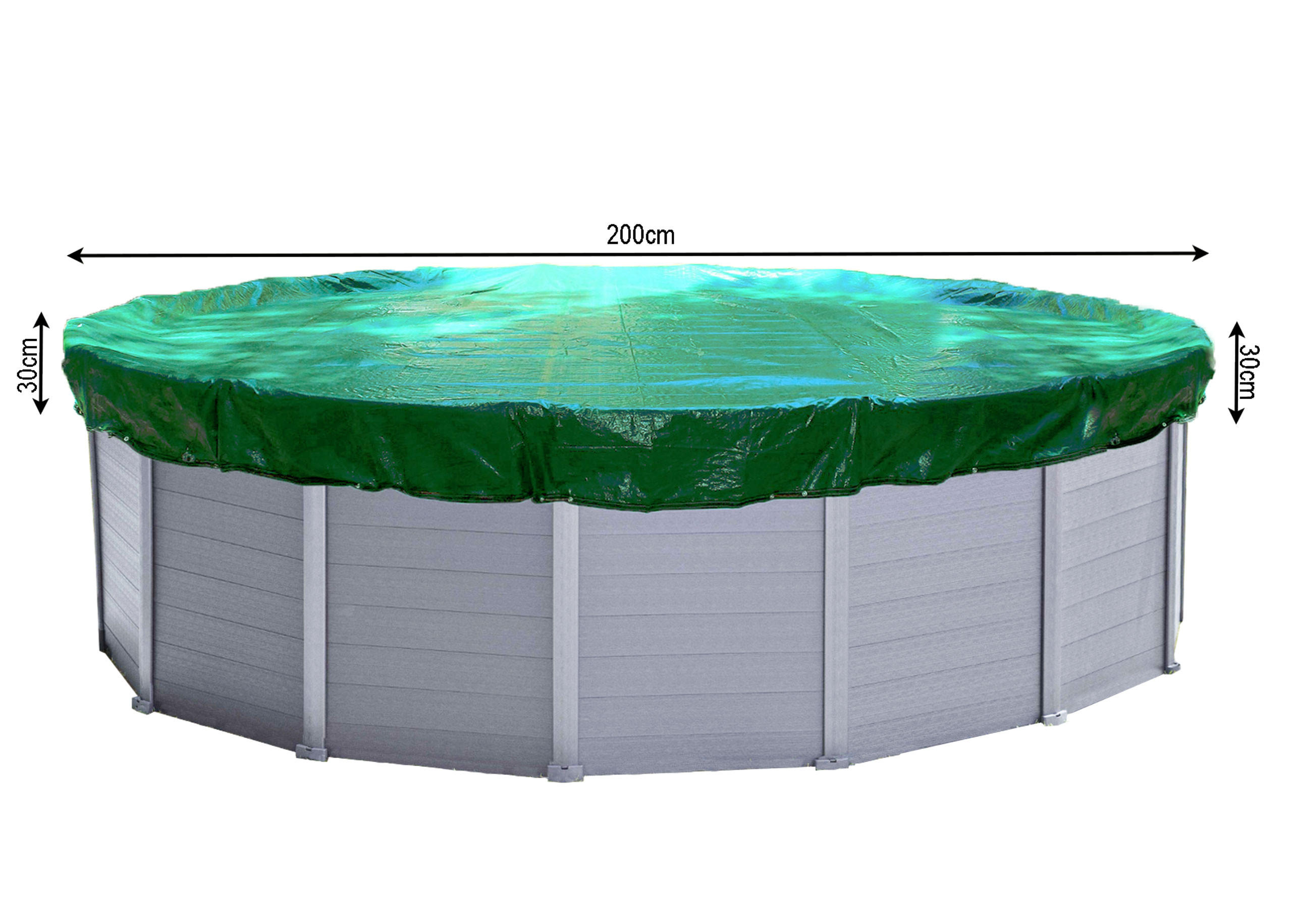 POOLABDECKUNG Rund Planenmaß Ø 260 cm für Pool 160-200 cm Grün - Grün, Kunststoff (260/260cm) - QUICK STAR