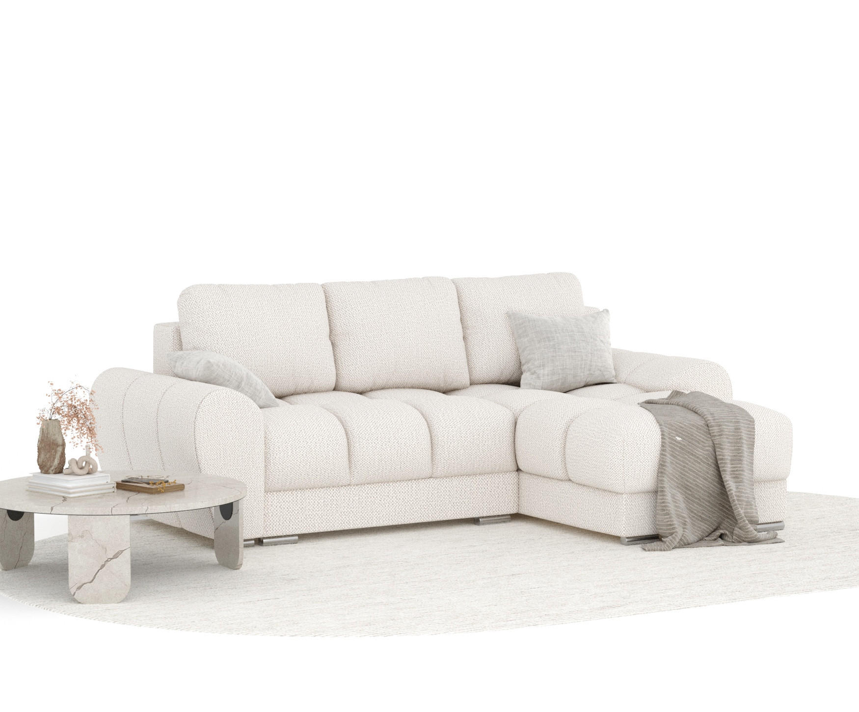 Thumbnail - Maison de Reve Ecksofa, Creme, Textil, 4-Sitzer, Füllung: Schaumstoff, L-Form,L-Form, 256x175 cm, Oeko-Tex® Standard 100...