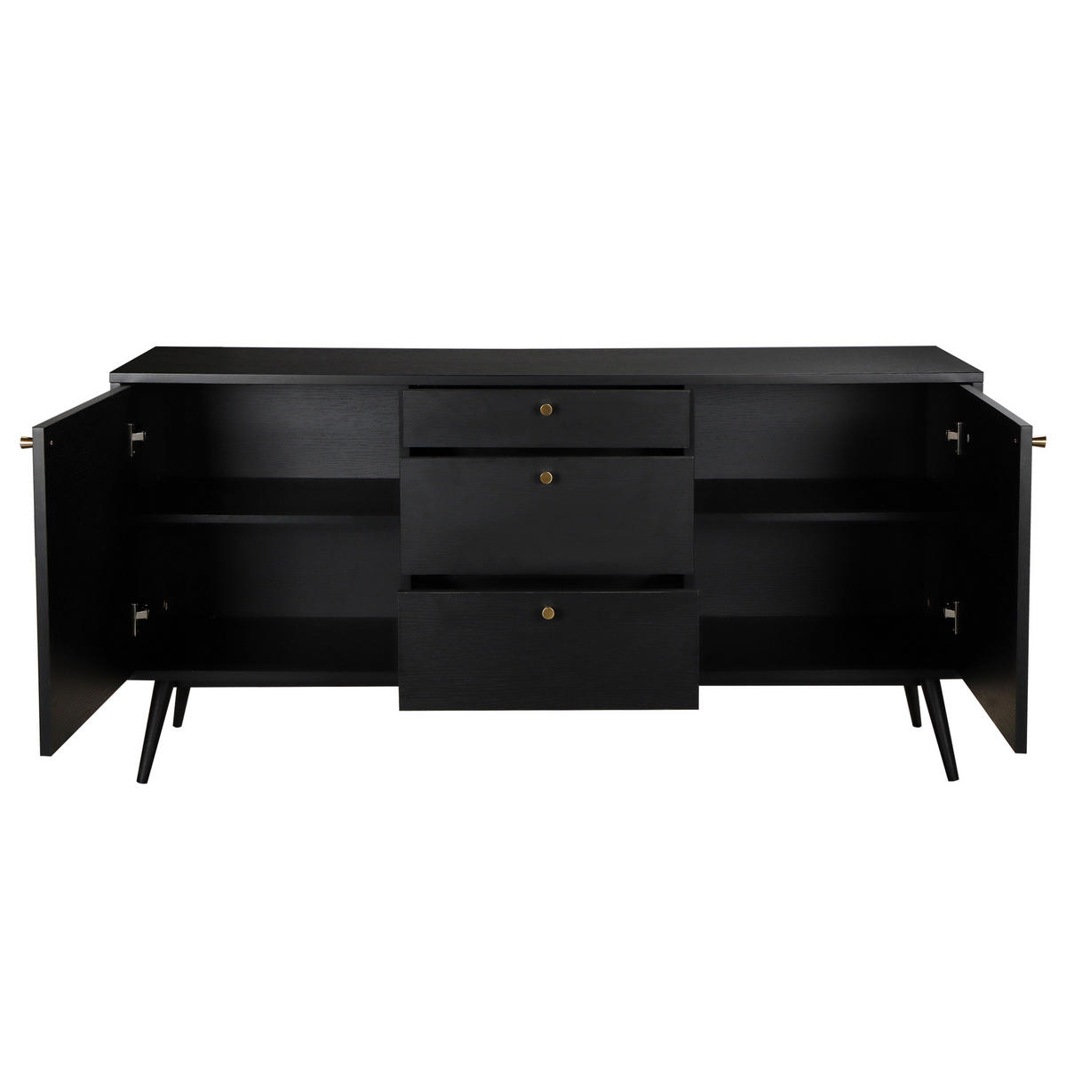 SIDEBOARD, Schwarz - Schwarz, Holzwerkstoff (40/75/150cm) - Oviala