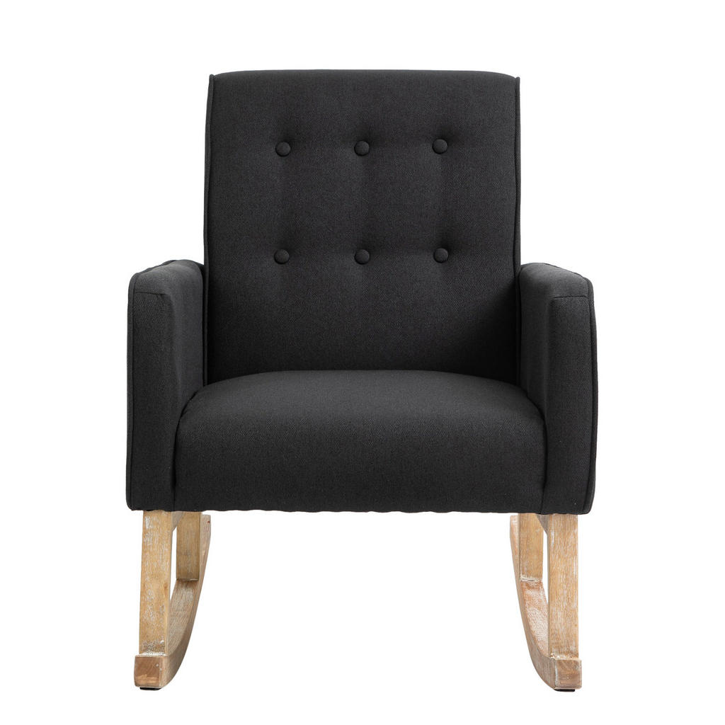 Thumbnail - TPFLiving Schaukelstuhl, Schwarz, Textil, 63x90x77 cm, Esszimmer, Stühle, Esszimmerstühle, Vierfußstühle
