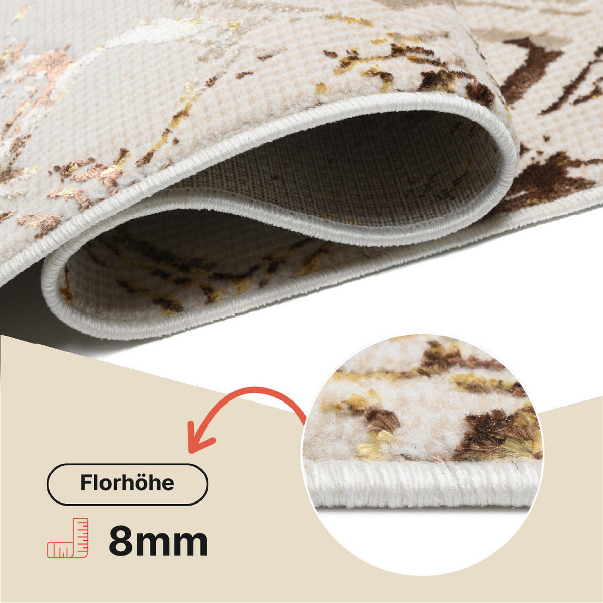 TEPPICH GOLDEN Creme 200/300 cm - Creme, Kunststoff (200/300cm) - Tapiso