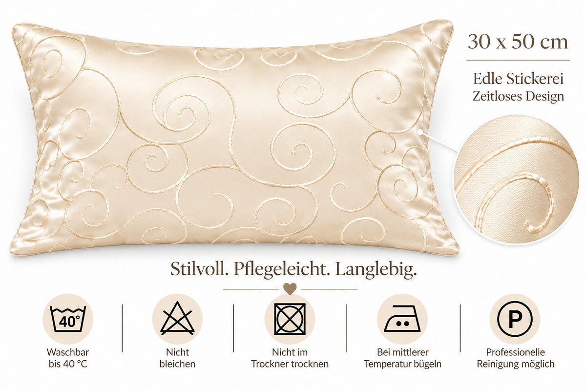 KISSENBEZUG 30x50 cm Champagner Damast Circle - Champagner, Textil (30/50cm) - TiborTex