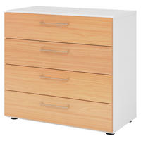 SCHUBLADENSCHRANK - 4 Schübe 42/80/74,8 cm in Weiß/Buchefarben - Buchefarben/Weiß, Holzwerkstoff (80/74.8/42cm) - bümö