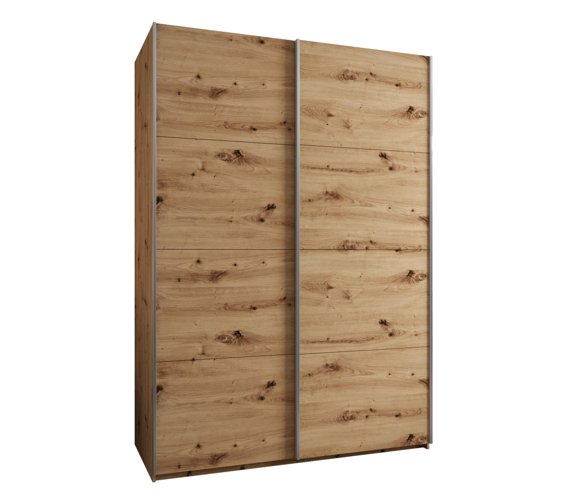 SCHWEBETÜRENSCHRANK 245,5/170/64 2-türig - Silberfarben/Eiche Artisan, Holz/Metall (170/245/64cm) - Abiks Möbel