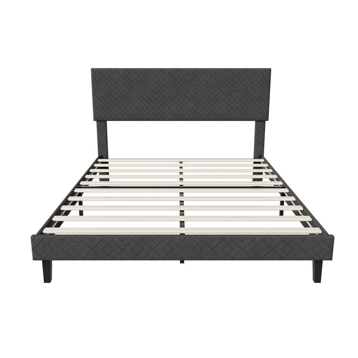 POLSTERBETT 160x200 cm Doppelbett mit Lattenrost, Stoffbett Grau - Grau, Metall (160/200cm) - EuroLiving