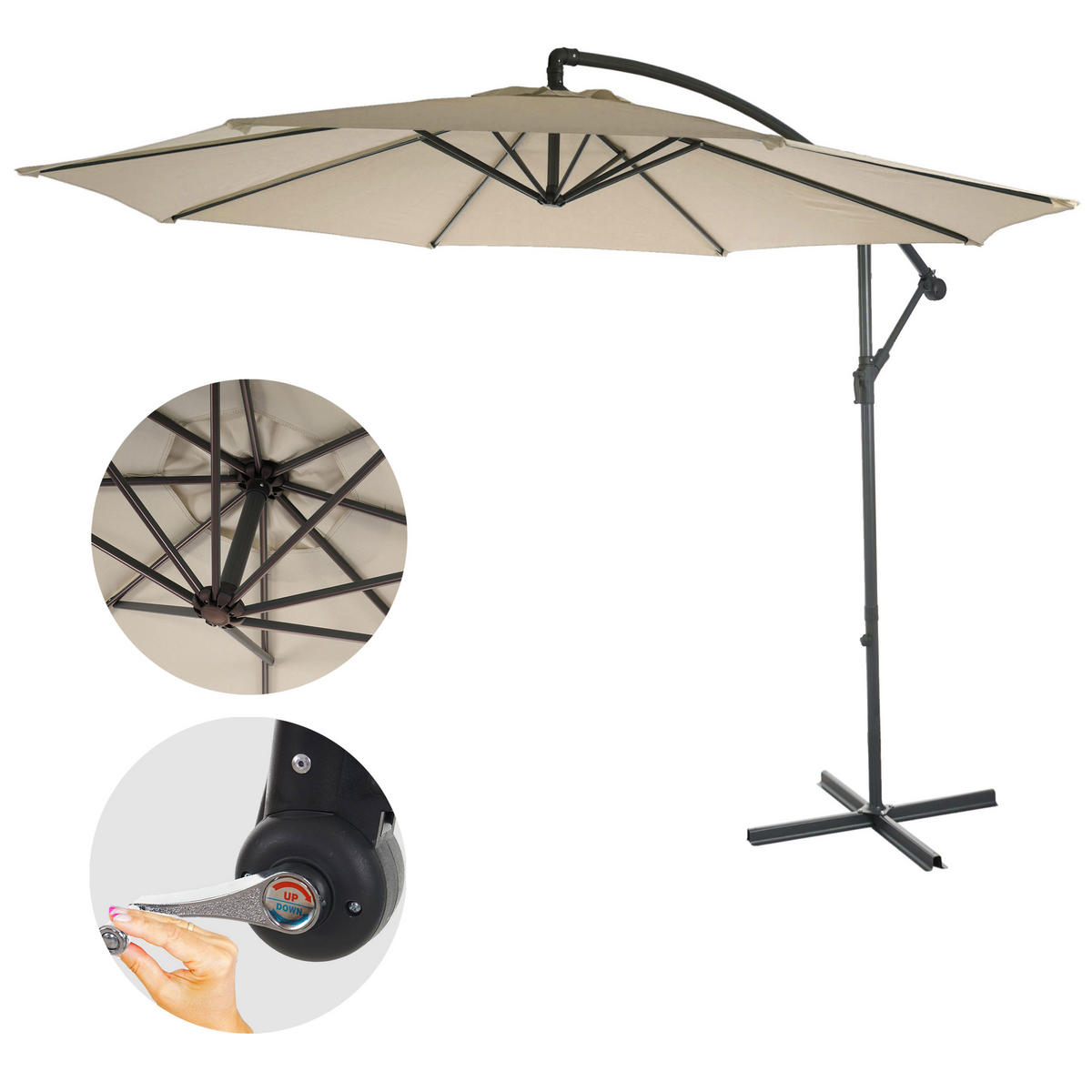 AMPELSCHIRM NEIGBAR Cremeweiß - Weiß, Textil (360/295cm) - MCW