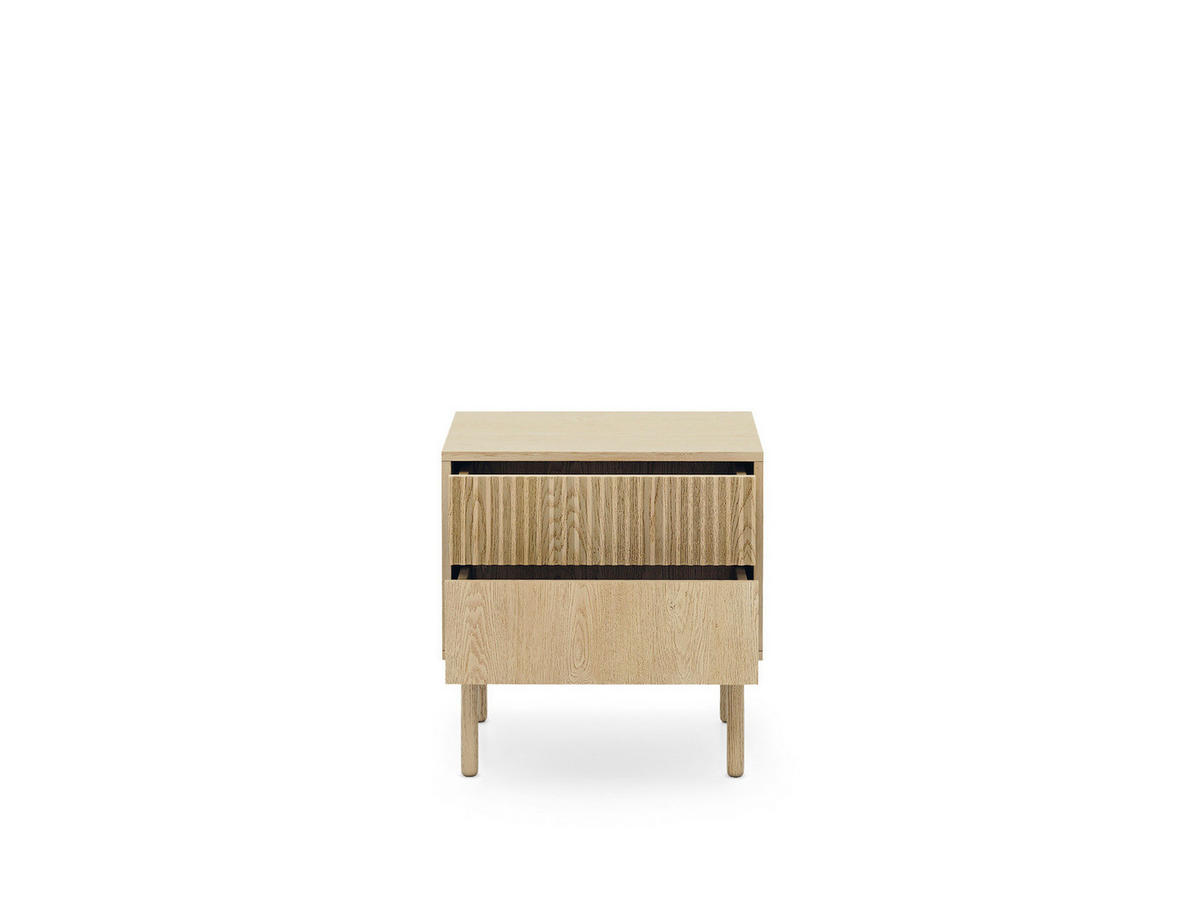 NACHTTISCH TAVO 54 cm Eiche Cremona - mit 2 Schubladen (eine geriffelt) und Holzfüßen - Eichefarben, Holz/Holzwerkstoff (53/55/39cm) - Ravio