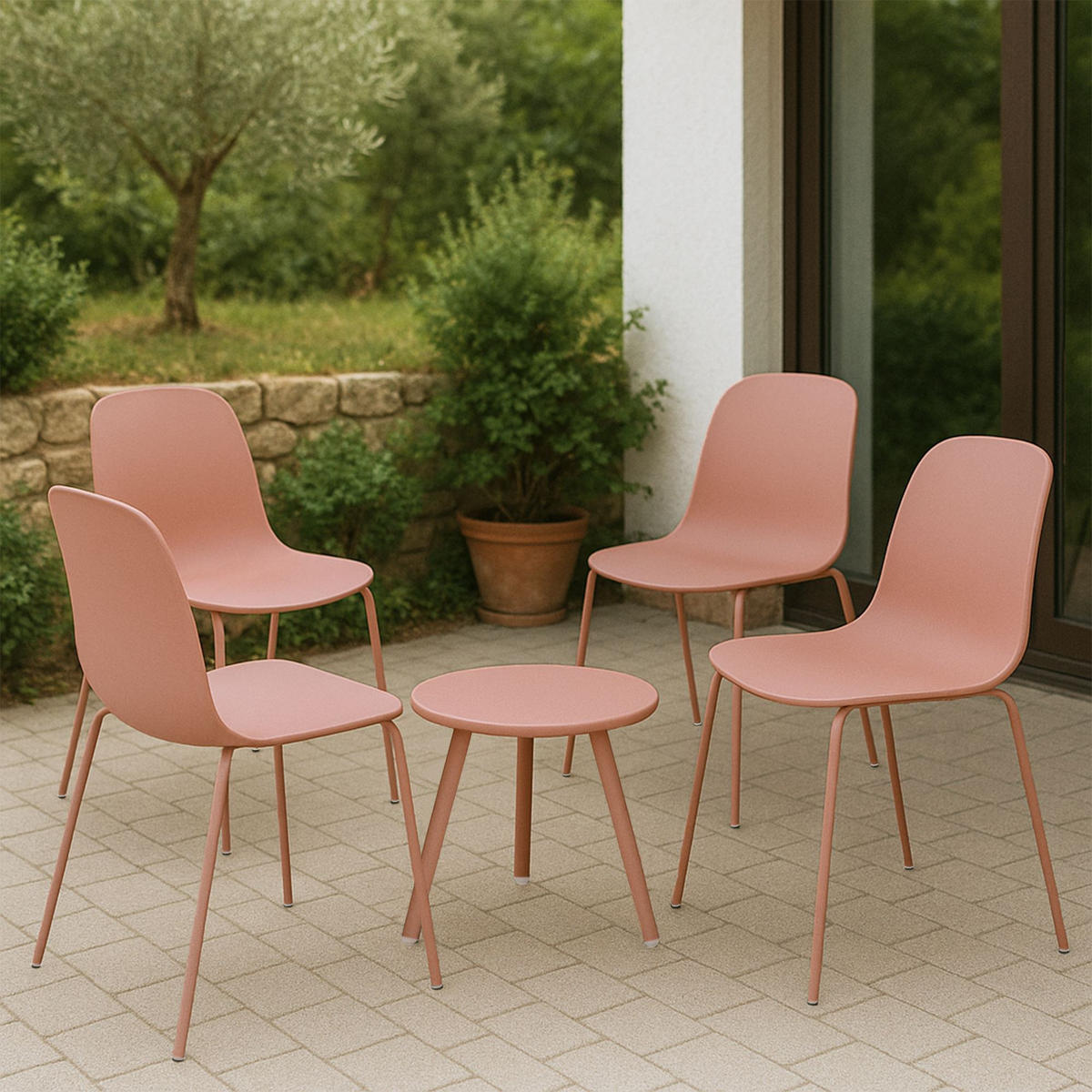 GARTENSITZGRUPPE Kunststoff Pink - Pink, Kunststoff - CLP