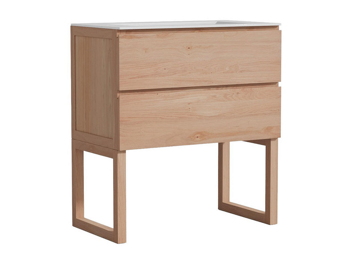 EINZELWASCHTISCH - 80 cmcm x 45 cmcm - Holz, Platte - Naturfarben Hell - TARELO - Naturfarben, Holz (80/88/45cm) - Vente-Unique