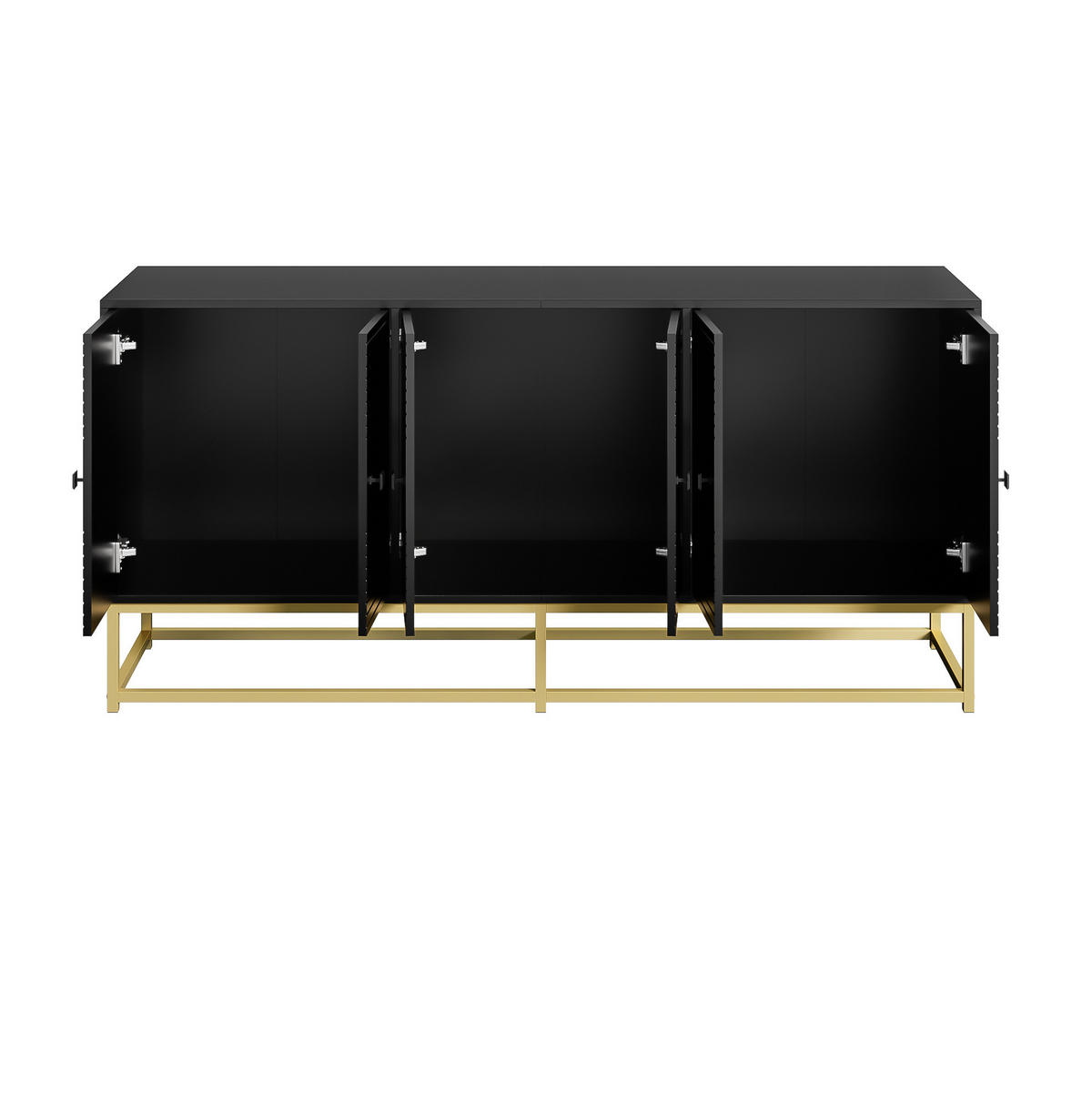 KOMMODE aus Spanplatte 160x38x75,5cm in Schwarz mit 3 Doppeltüren - Schwarz, Holzwerkstoff (160/75.5/38cm) - Modfu