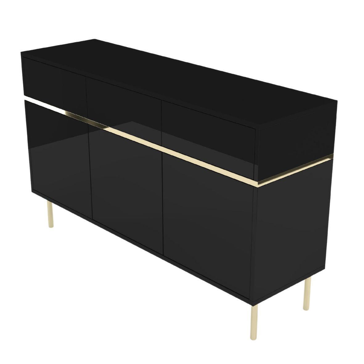 Thumbnail - Dancan Sideboard, Schwarz, Holzwerkstoff, 137.5x85x39.5 cm, Wohnzimmer, Kommoden & Sideboards, Sideboards