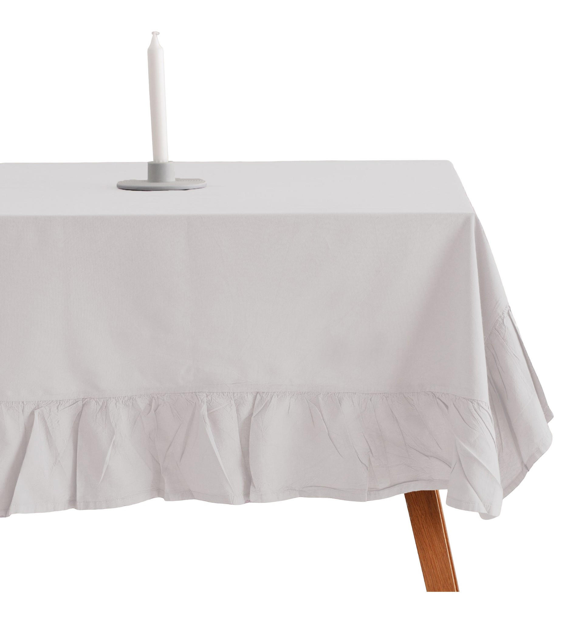 TISCHDECKE Falbines - Weiß, Textil (180/130/1cm) - home&you