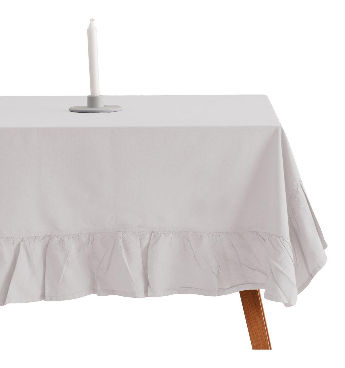 TISCHDECKE Falbines - Weiß, Textil (180/130/1cm) - home&you