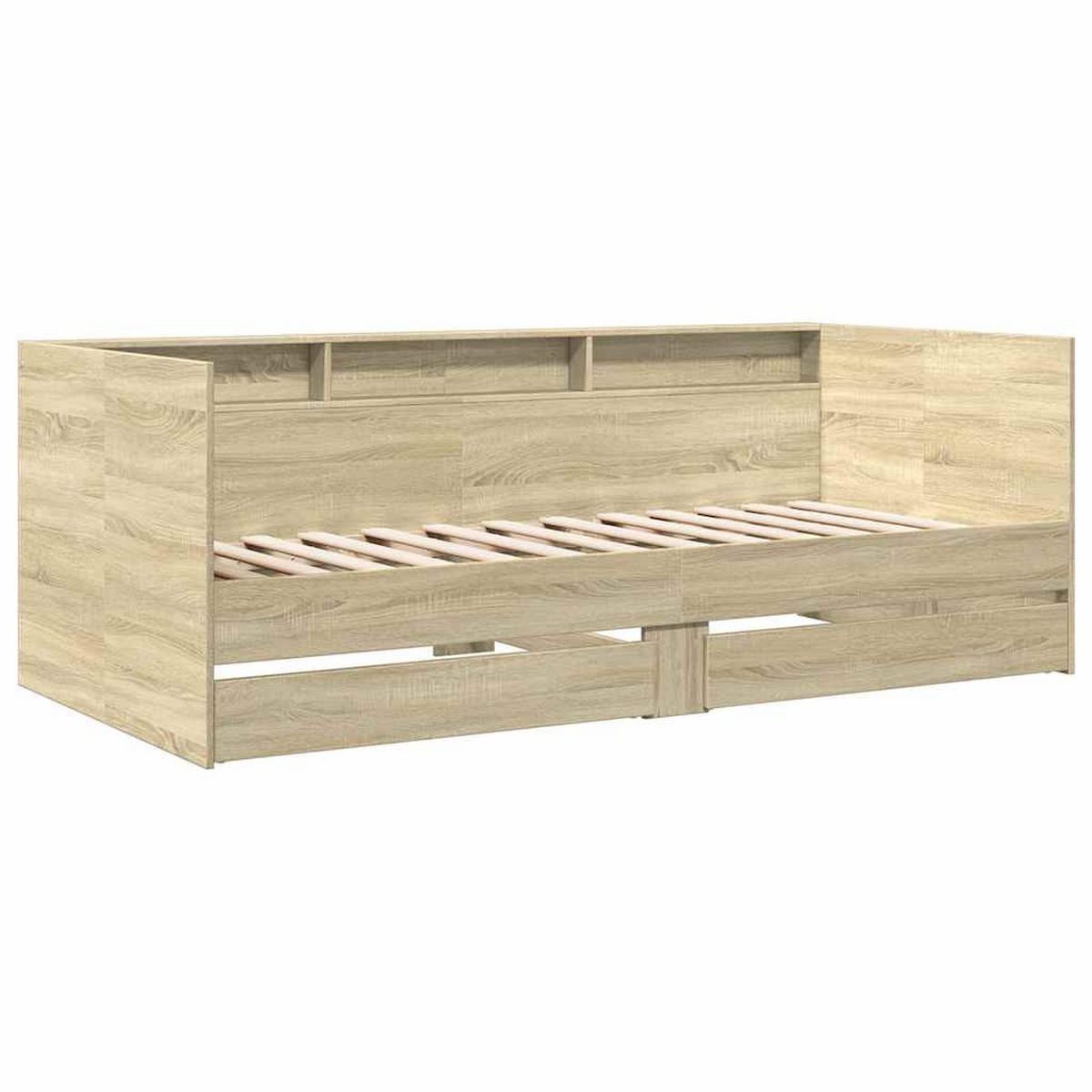TAGESBETT Mit Schubladen Ohne Matratze Sonoma-Eiche 100/200 Cm - Hellgrau, Holzwerkstoff (100/200cm) - vidaXL