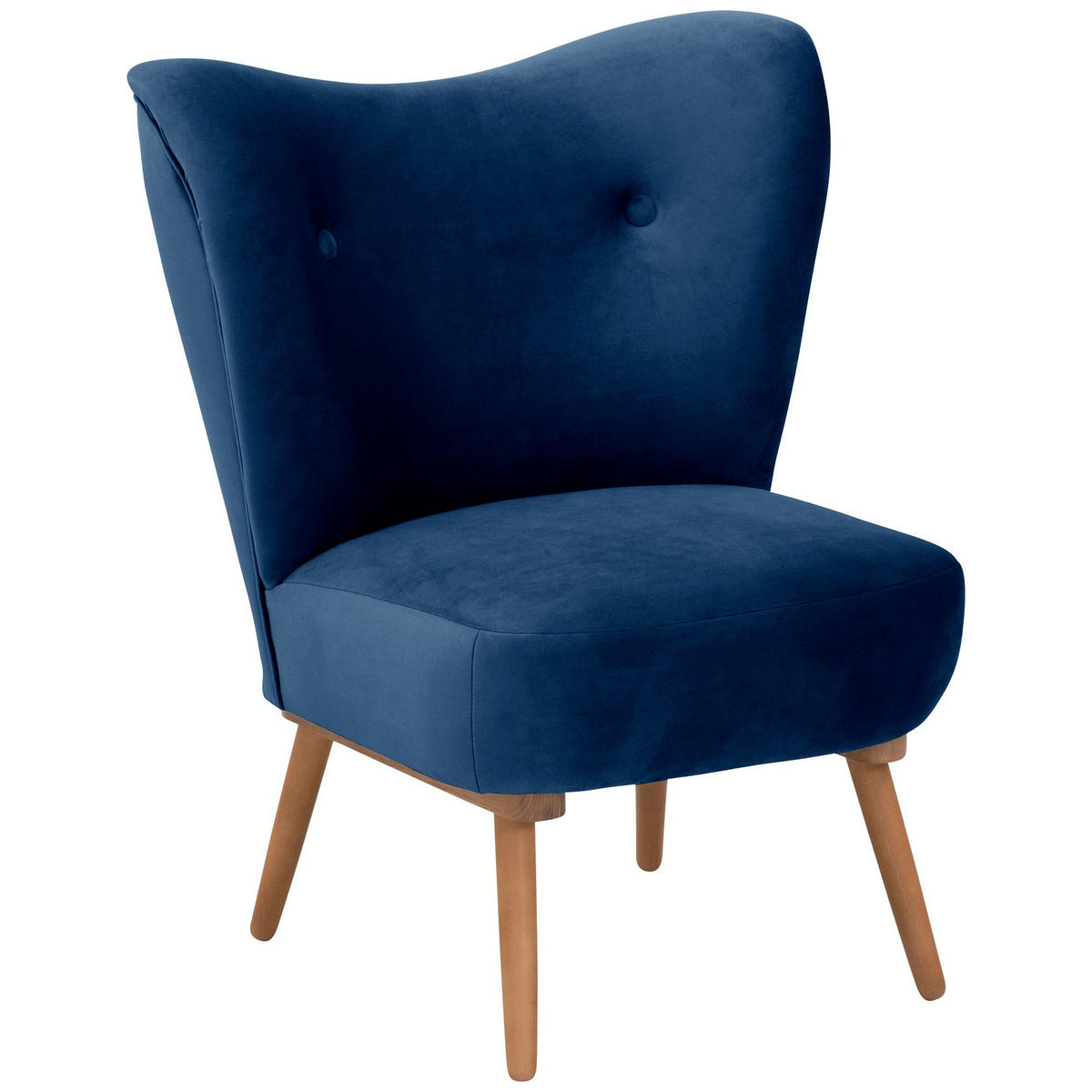 COCKTAILSESSEL Kayra Samtvelours dunkelblau - Dunkelblau, Kunststoff (72/90/74cm) - 58aufmkessel