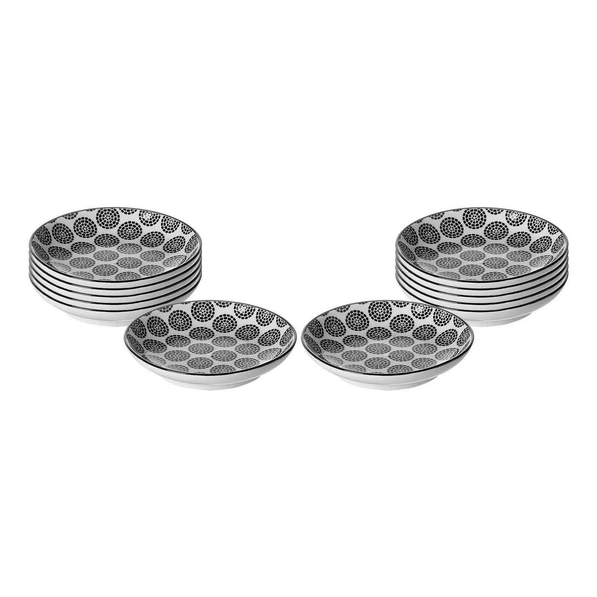 DIPSCHALEN Takeo Circles schwarz-weiß ø 10 cm 12er Set - Schwarz/Weiß, Keramik (10cm) - Ritzenhoff Breker