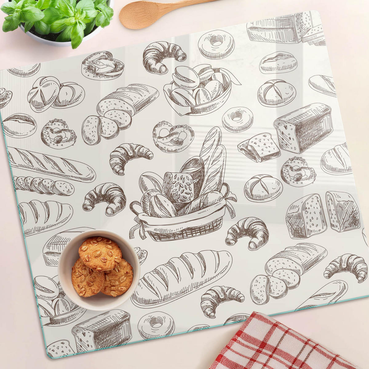 GLASPLATTE 60x52 cm Brot - Beige, Glas (60/0.4/52cm) - TULUP