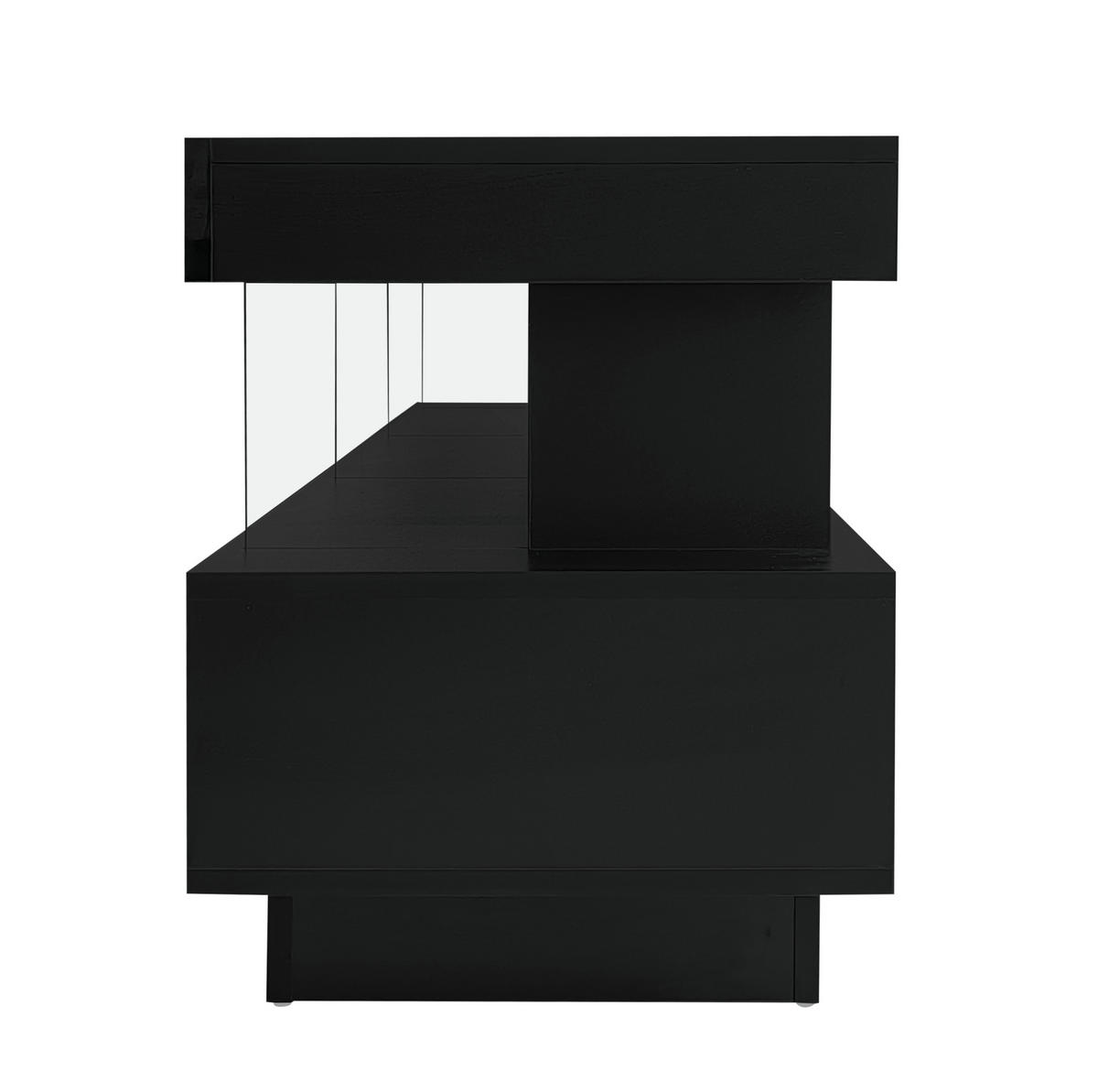 TV-SCHRANK in Schwarz Hochglanz mit 3 Glasablagen und LED 160/38/50.5 cm - Schwarz, Holzwerkstoff (160/50.5/38cm) - Redom