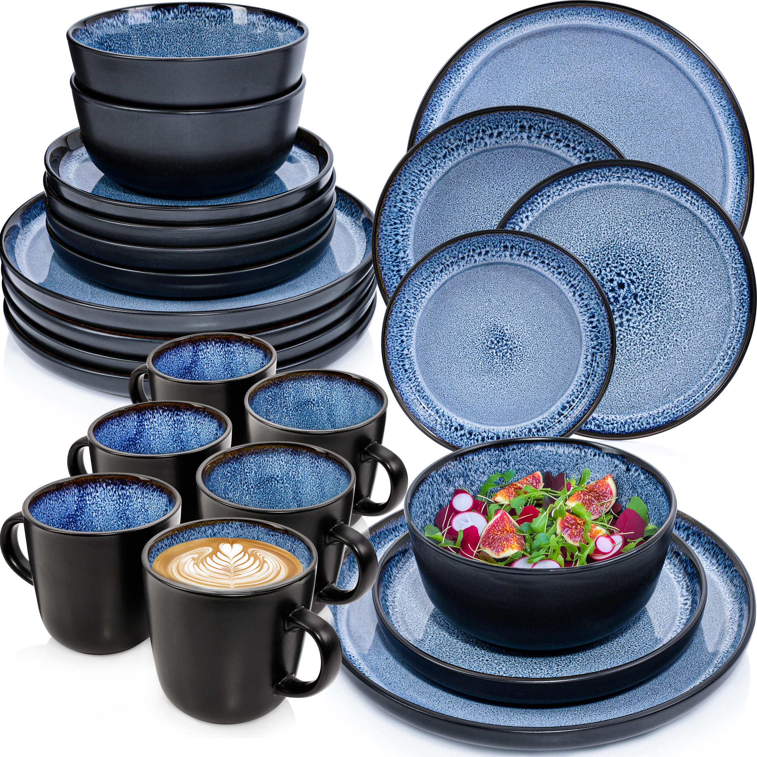 KOMBISERVICE ARUBA - 24 teilig aus Steingut - Blau, Stein (50/30/80cm) - Sänger