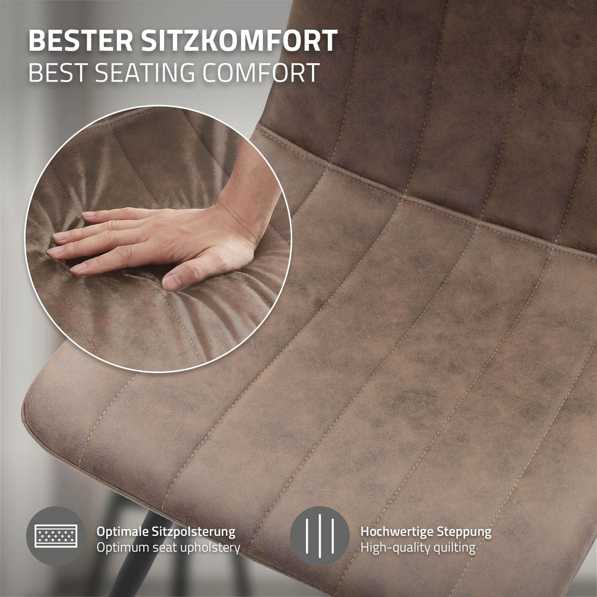 ESSZIMMERSTÜHLE 2er Set drehbar Küchenstühle gepolstert aus Kunstleder Braun - Schwarz/Braun, Textil/Metall (43/81/52cm) - ML-DESIGN