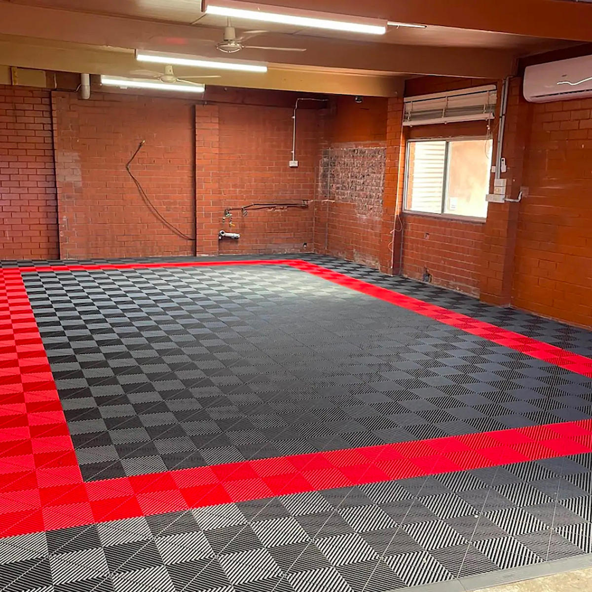 KLICKFLIESEN Durchbrochen für Garage, Werkstatt und Ausstellungsraum - Farbe Rot - Set von 6 Fliesen - Rot, Kunststoff (39.5/39.5/2cm) - MOSAIK AERO