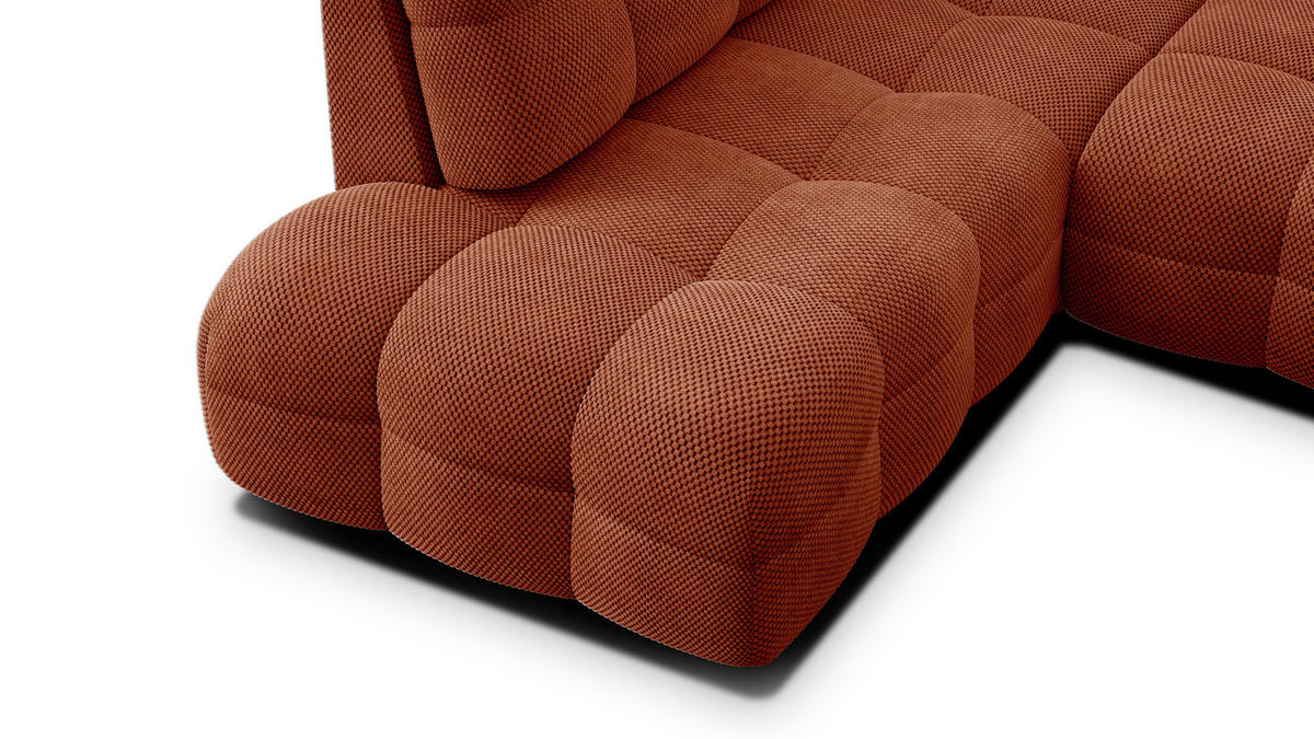 ECKSOFA MELLOW 5-Sitzer, dunkelorange - Dunkelorange/Schwarz, Holz/Textil (283/191cm) - Courtois Laville