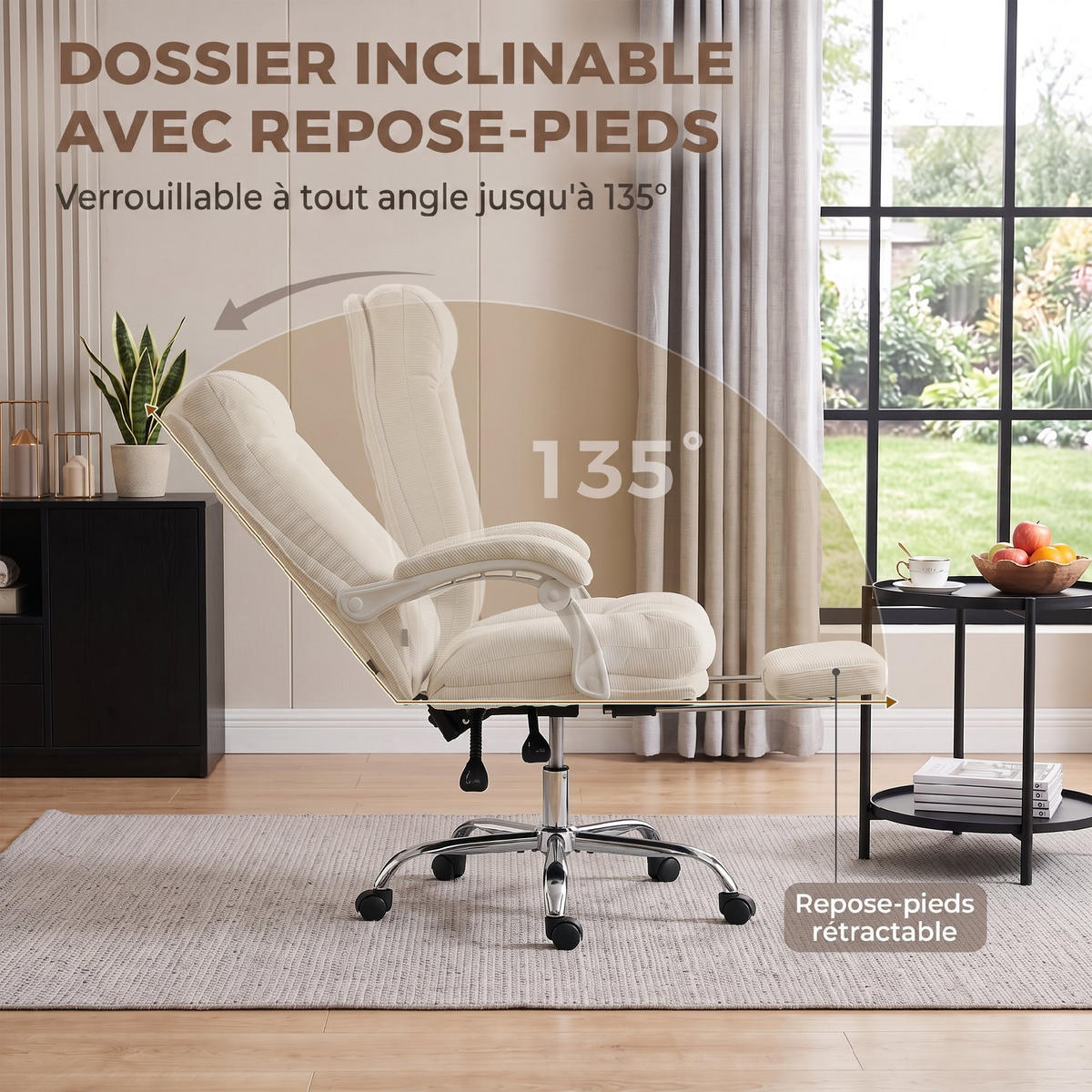 BÜROSTUHL Creme 69.0/68.0/117.0 cm - Creme, Textil (68/117/69cm)