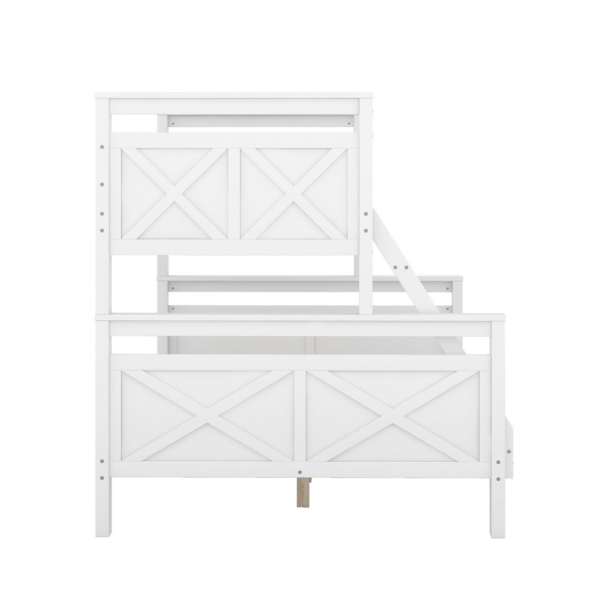ETAGENBETT aus Kiefernholz und MDF 90x200/140x200 cm Weiß, teilbar in zwei Betten - Weiß, Holzwerkstoff (140/200cm) - IVMEU